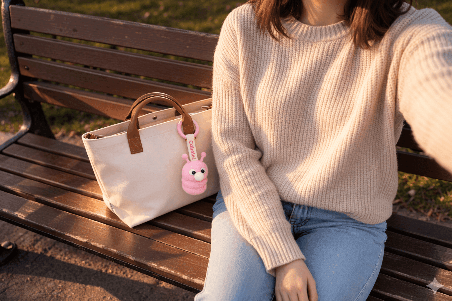 Spotted on my bag today 👀
Just a little Calmie coming along for the day. A tiny companion just hanging by your side.
